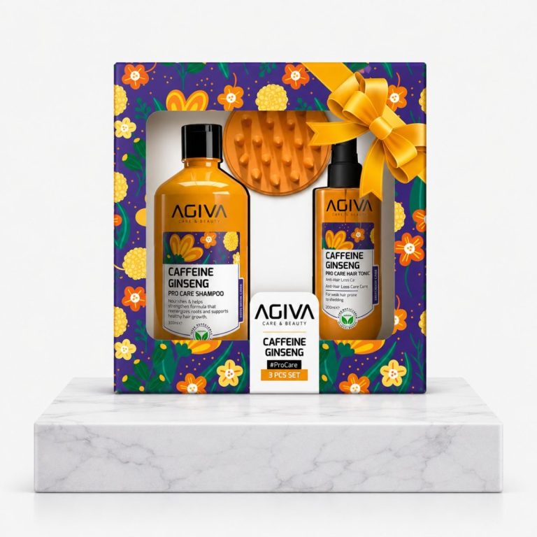 Agiva Caffeine & Ginseng Pro Care Set for Weak Hair Prone to Loss & Shedding, 3 Pieces